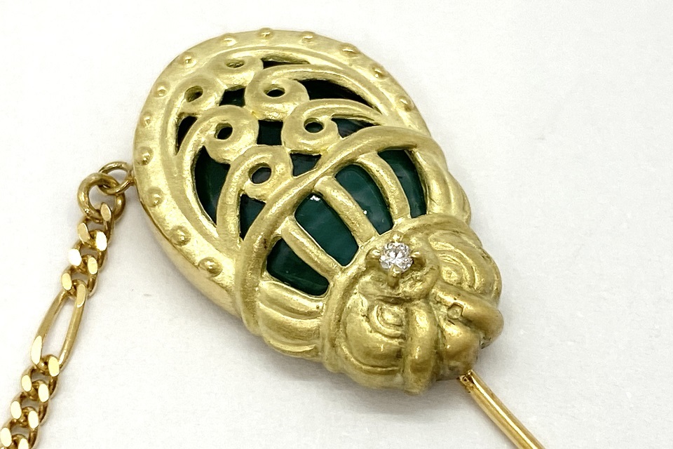 希少!!】 Chalcedony NO.304205 ダイヤモンドブローチ K18