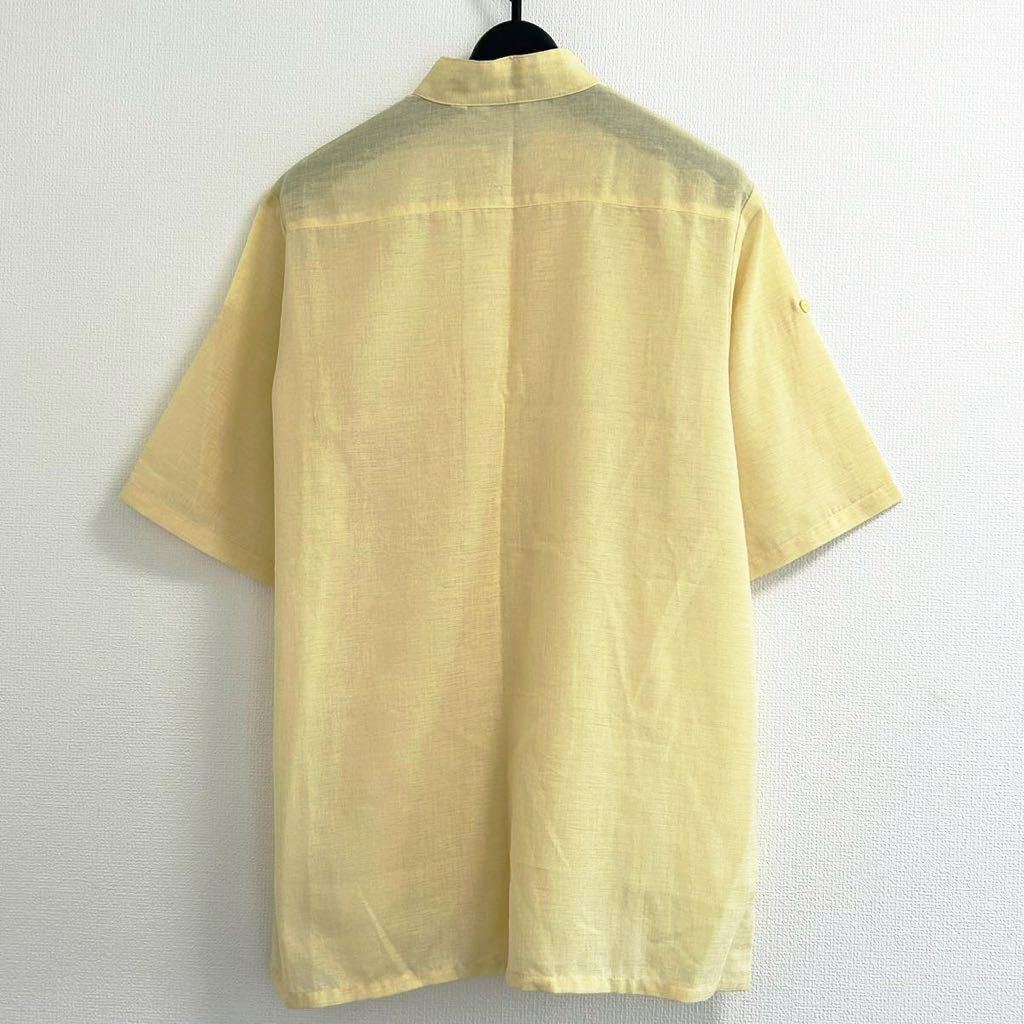 【0123】レモンイエロースタンドカラーブラウス Mサイズ 半袖シャツ_画像2