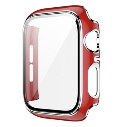 【アップルウォッチカバー/レッド×シルバー/42mm用】フルカバーケース 1個 Apple Watch 全面保護 耐衝撃 Series5 Series4 Series6 SE_画像1