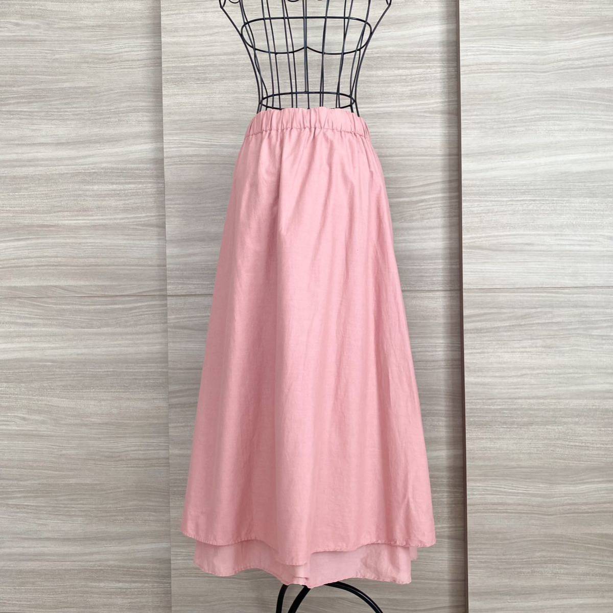 大人可愛いピンクスカート◇UNITED ARROWS ユナイテッドアローズ SFL ロング フレアスカート ウエストゴム ピンクの画像7