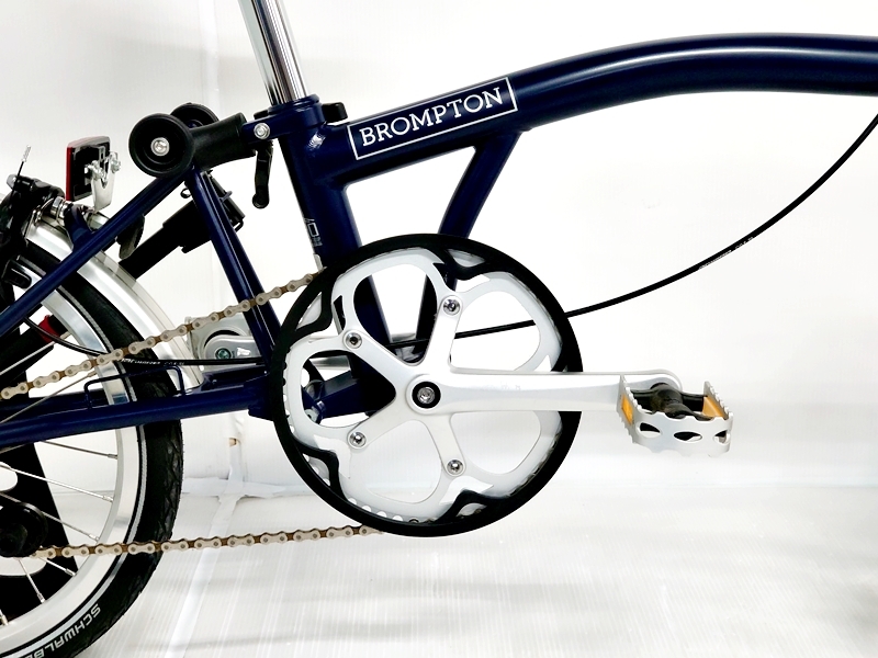 福岡)ブロンプトン BROMPTON M1L 2018年頃モデル クロモリ 折りたたみ自転車 16インチ ネイビーの画像3