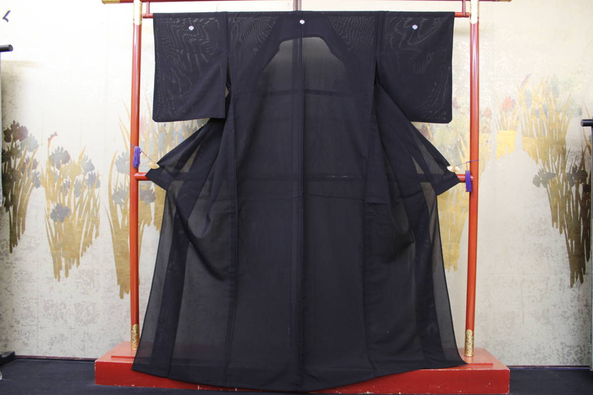 きもの今昔5279 黒の礼装夏用絽の喪服広衿仕立てポリエステル