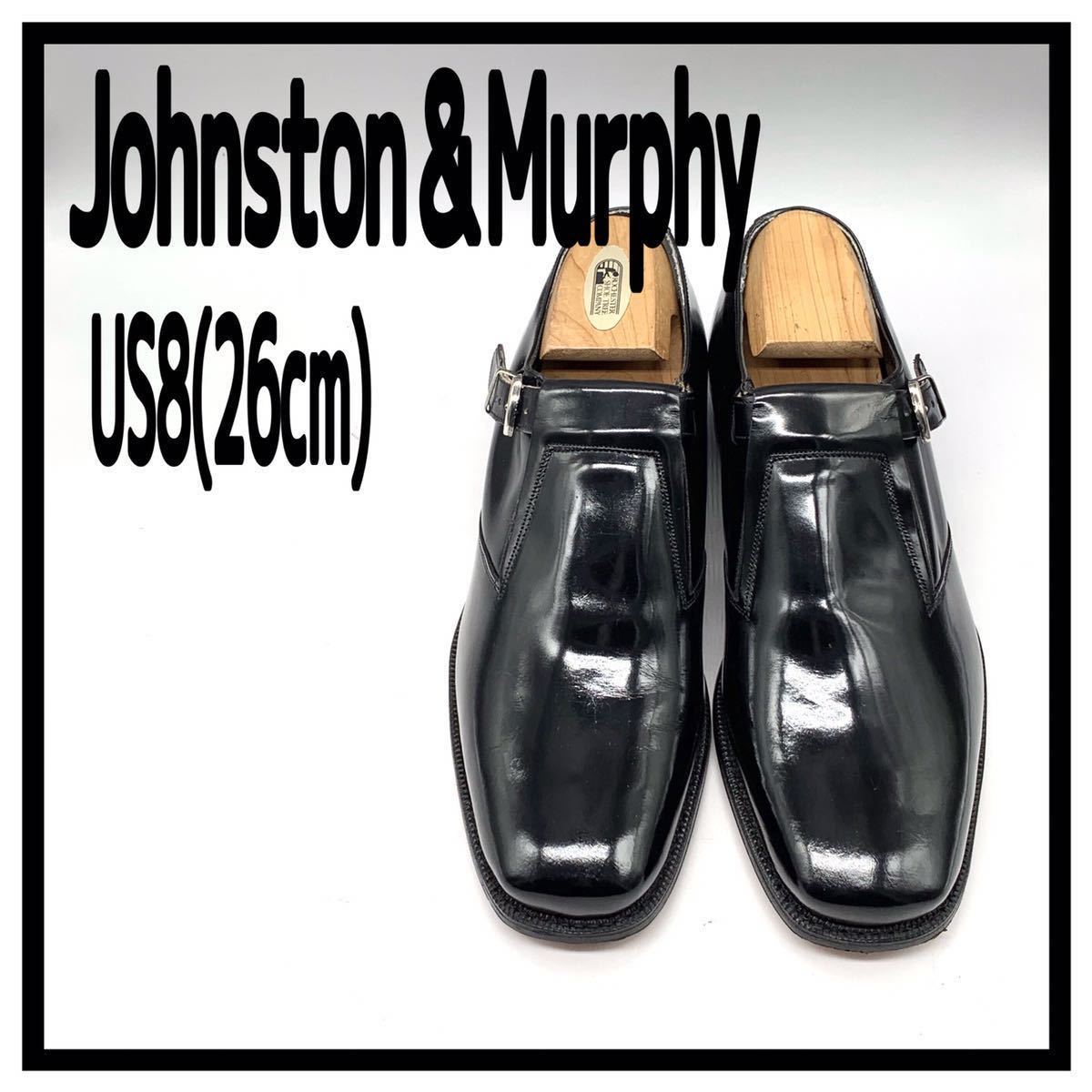 Johnston＆Murphy (ジョンストンアンドマーフィー) アリストクラフト ドレスシューズ モンクストラップ USA製 レザー 黒 US8 26cm 革靴