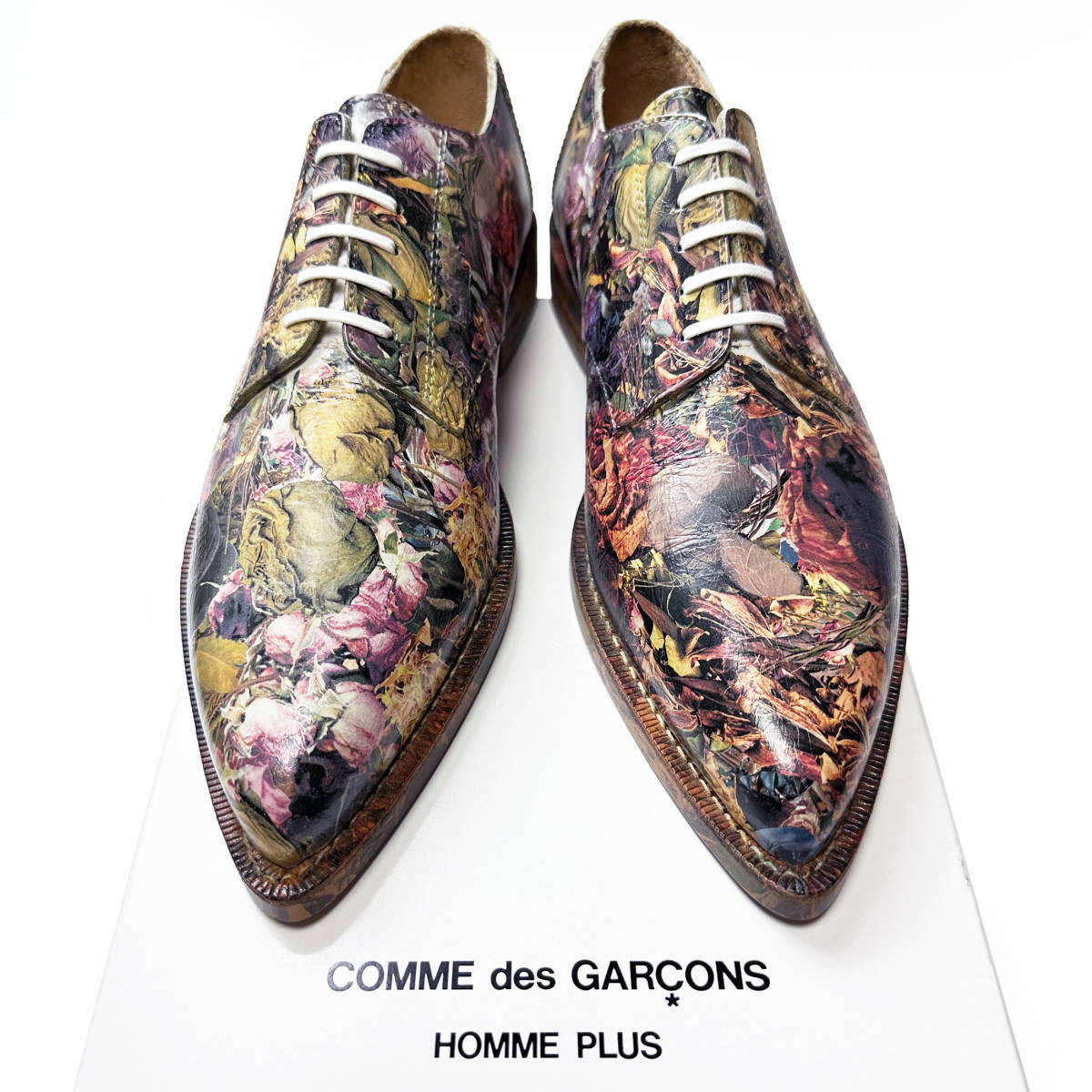  new goods unused floral print art Work paint shoes Comme des Garcons Homme pryusHOMME PLUS 22SS 2022SS Floral Painted Leather Shoes