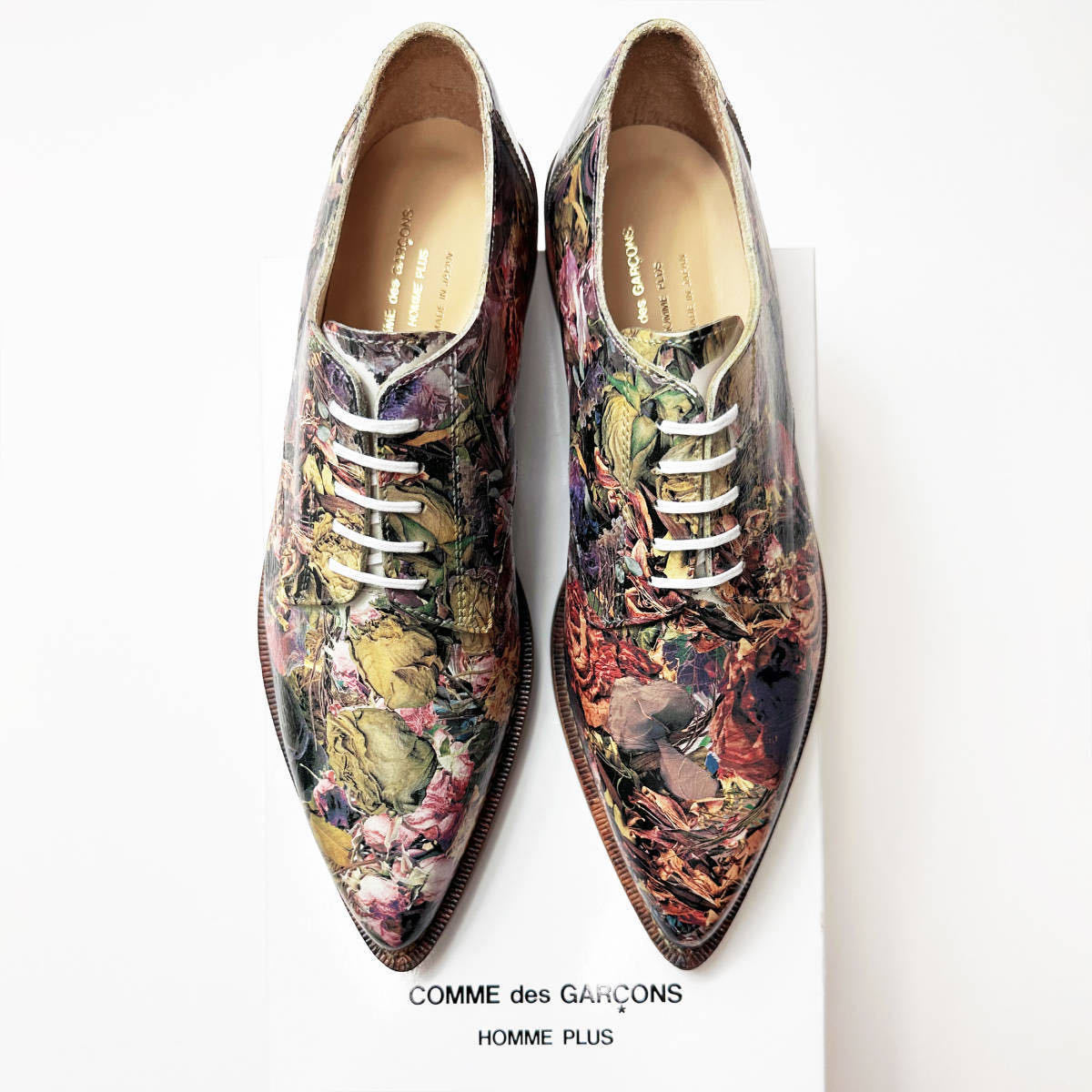  new goods unused floral print art Work paint shoes Comme des Garcons Homme pryusHOMME PLUS 22SS 2022SS Floral Painted Leather Shoes