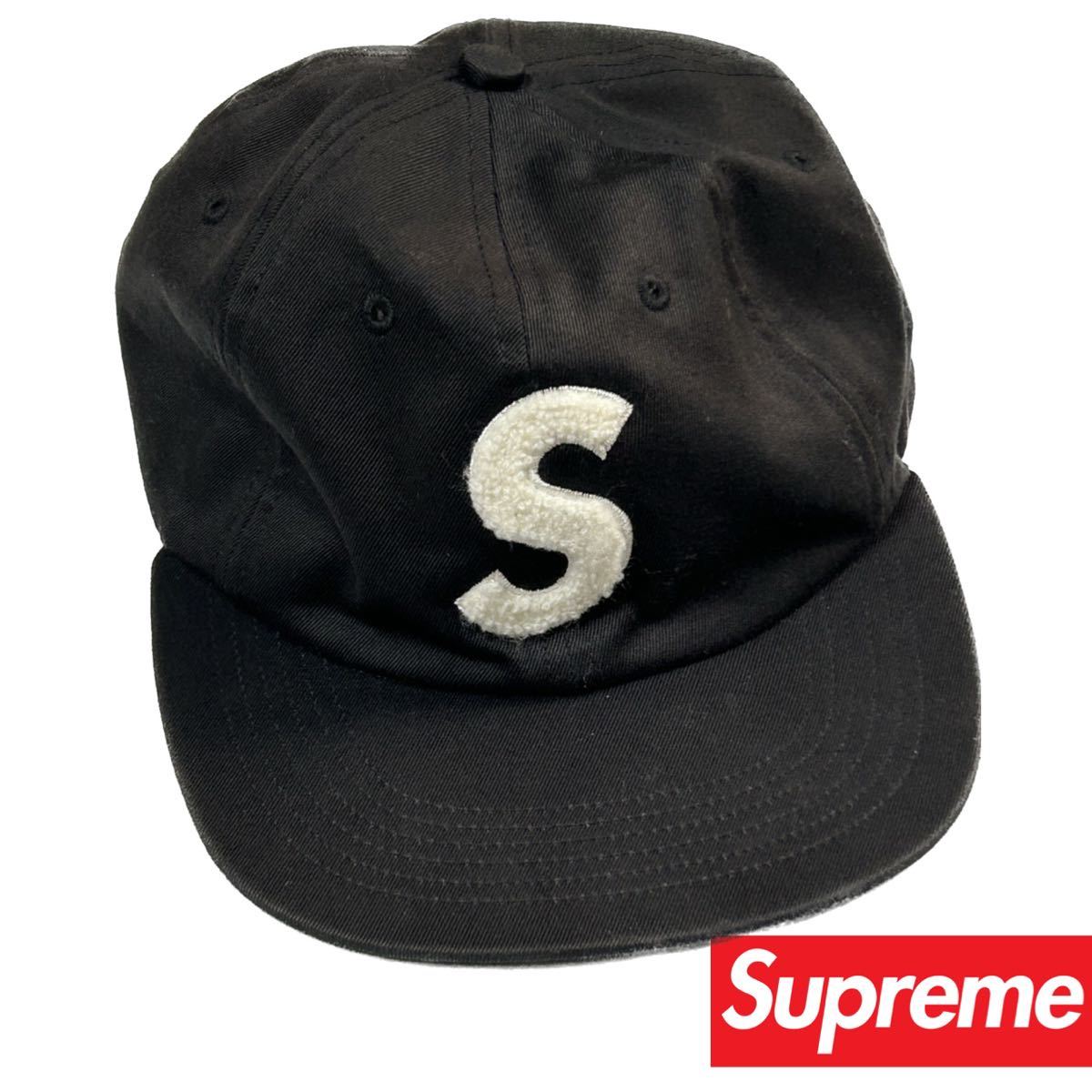 SUPREME コットン ロゴ S キャップ Made in USA シュプリーム 黒 60