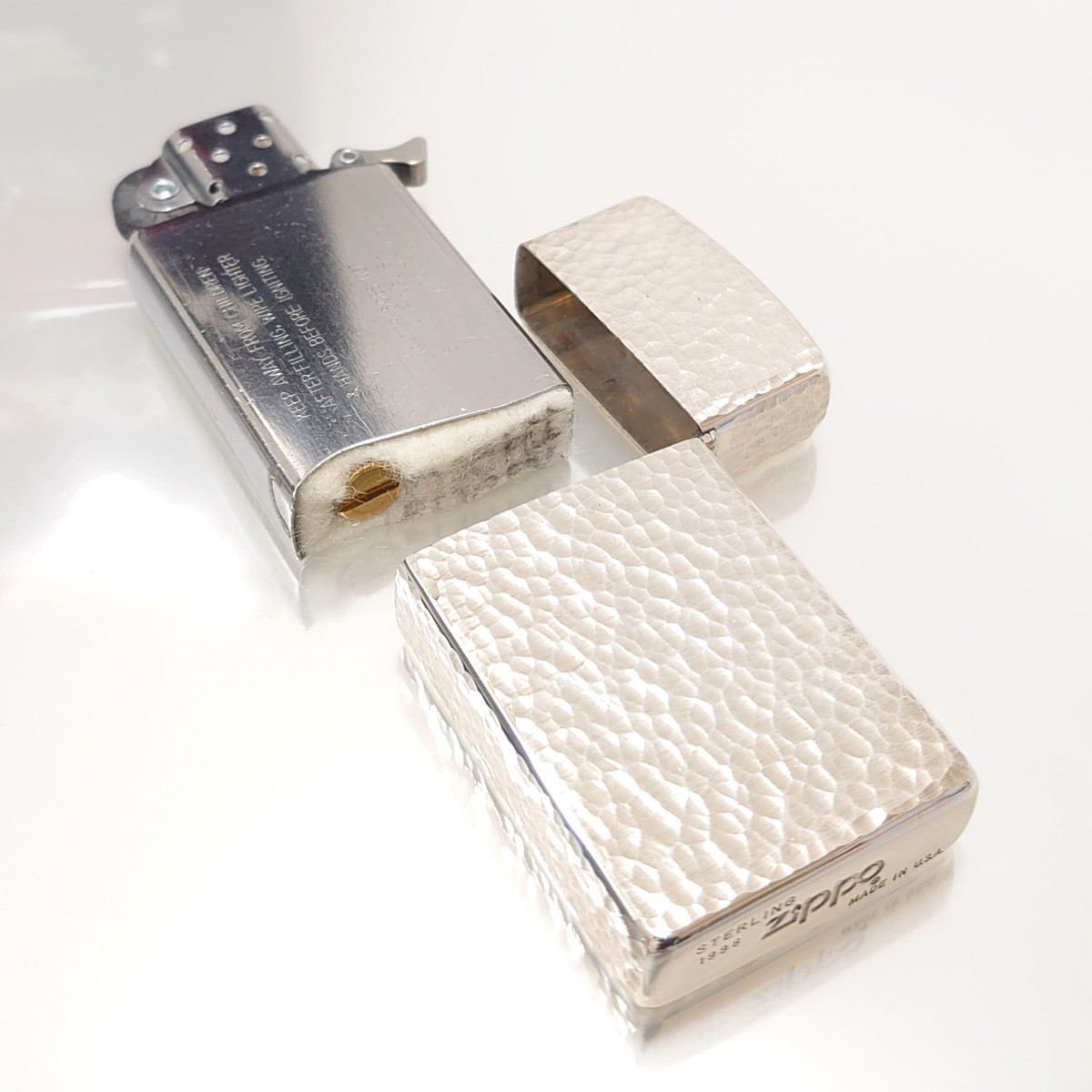 超美品 Zippo ジッポ ジッポー スリム スターリング シルバー ハンマー