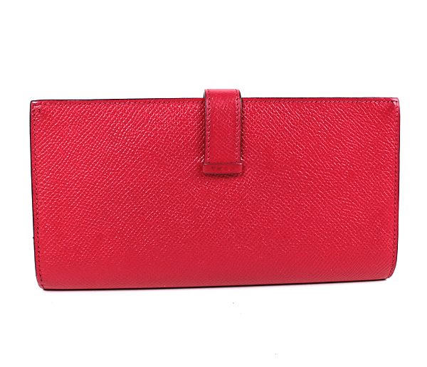エルメス 長財布 ベアンスフレ レッドxシルバー HERMES 美品 q975