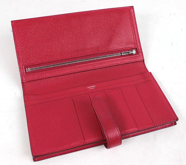エルメス 長財布 ベアンスフレ レッドxシルバー HERMES 美品 q975