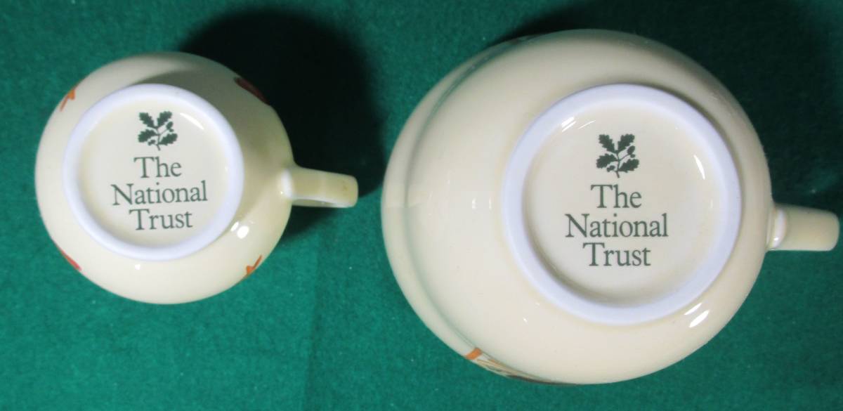 【希少 函付き】THE NATIONAL TRUST 陶器製 マグ カップ ペア ノリタケ 果物 フルーツ デザート 柄 ミルク ポット_画像4