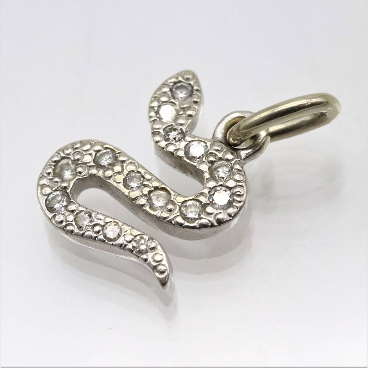  Pomellato dodoDODO K18WG 750 diamond Sune -k snake motif pendant top necklace charm white gold 