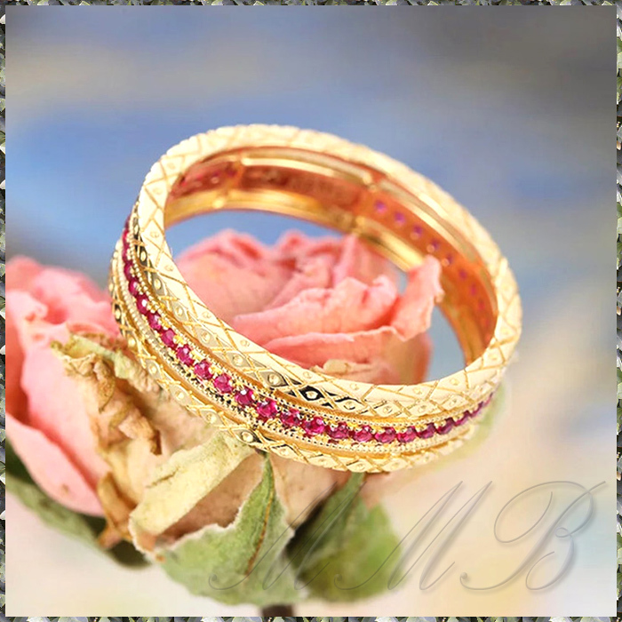 [RING] 14K 585 Rose Gold Plated Pink Ruby luxury pink ruby crystal Eternal Gold 5mm ring 14 number [ free shipping ]