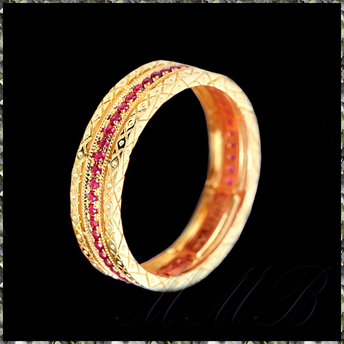 [RING] 14K 585 Rose Gold Plated Pink Ruby luxury pink ruby crystal Eternal Gold 5mm ring 14 number [ free shipping ]