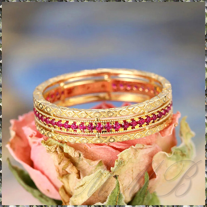 [RING] 14K 585 Rose Gold Plated Pink Ruby luxury pink ruby crystal Eternal Gold 5mm ring 14 number [ free shipping ]