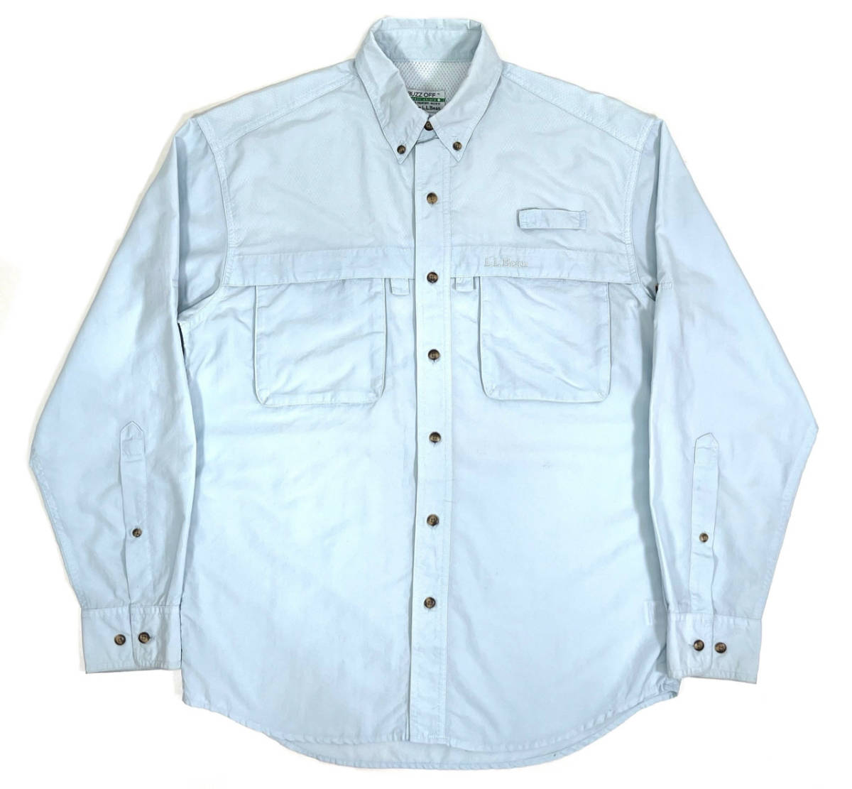 1990-2000s L.L.Bean BUZZ OFF L/S Nylon shirts S Light blue オールドエルエルビーン ナイロン長袖シャツ フィールド ライトブルー