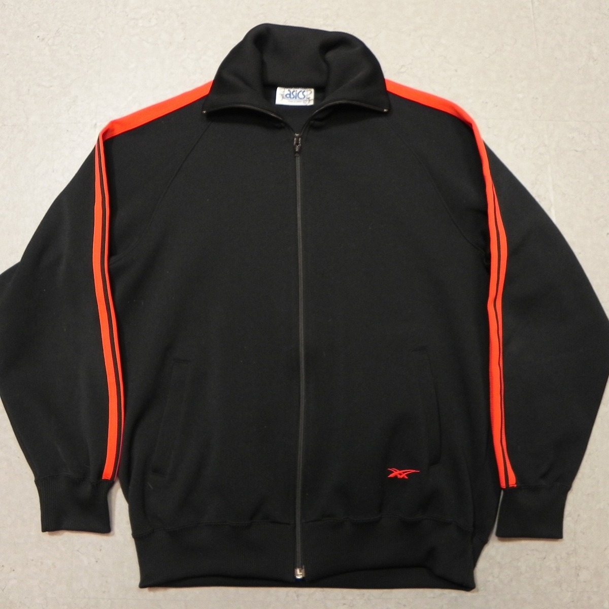 70s asics アシックス レトロジャージ トラックジャケット 黒-