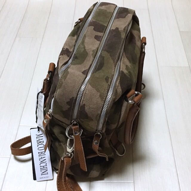 新品タグ付 ROSE BUD マルコビアンキーニ MARCO BIANCHINI 13075 MILITARE SUEDE HANDBAG ミリタリースエードハンドバッグ 牛革 即決_画像5