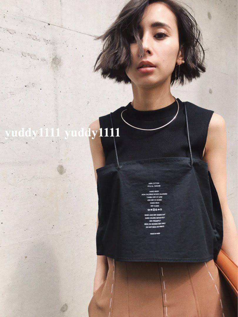  原文:新品タグ付 2018ss Ameri VINTAGE アメリヴィンテージ BIB LAYERED N.S TOP 黒 新作 今季 ブラック レイヤードトップス 完売