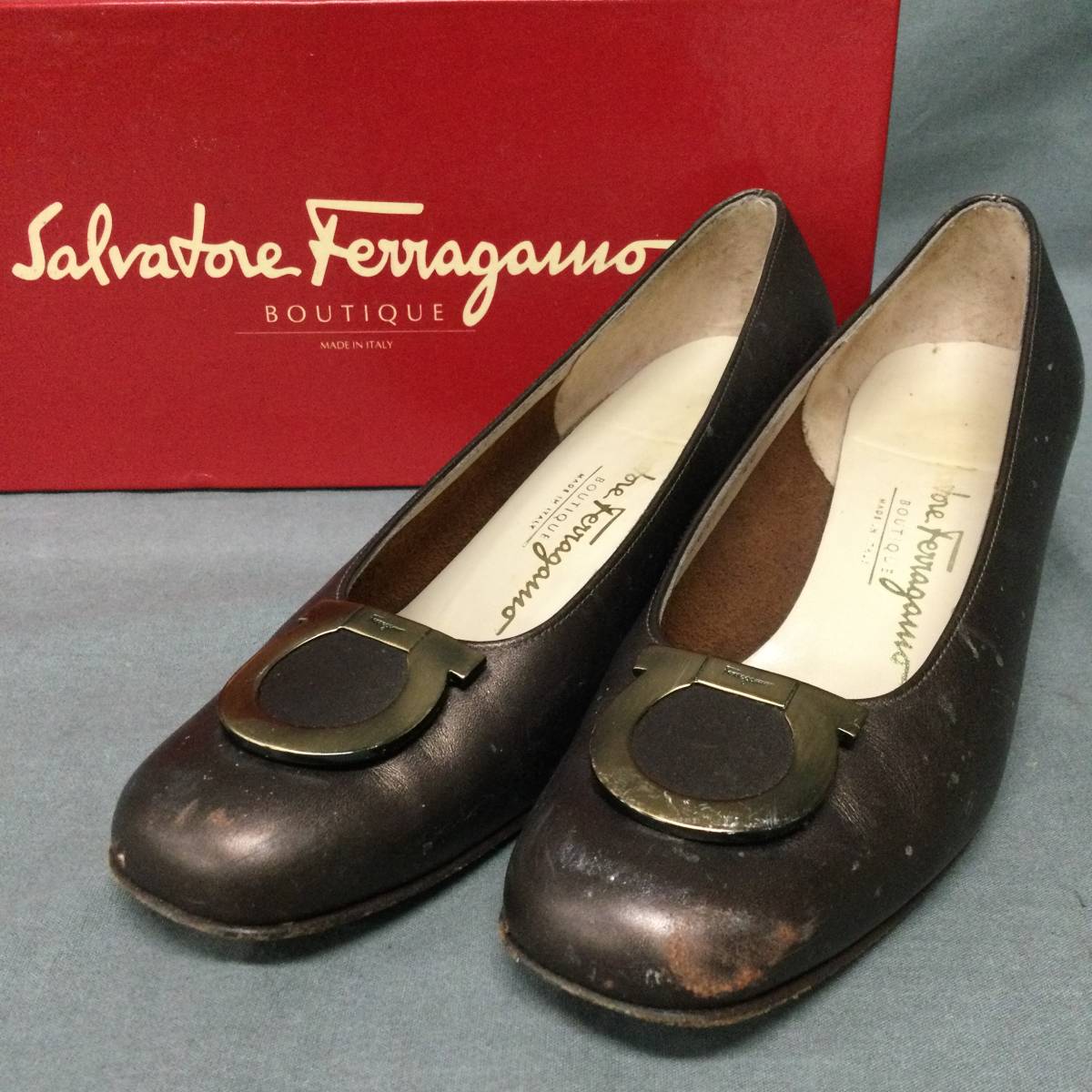 050621 237687 Salvatore Ferragamo サルヴァトーレフェラガモ FRULLY ガンチーニ パンプス サイズ6 2/1  ブラウン系 靴