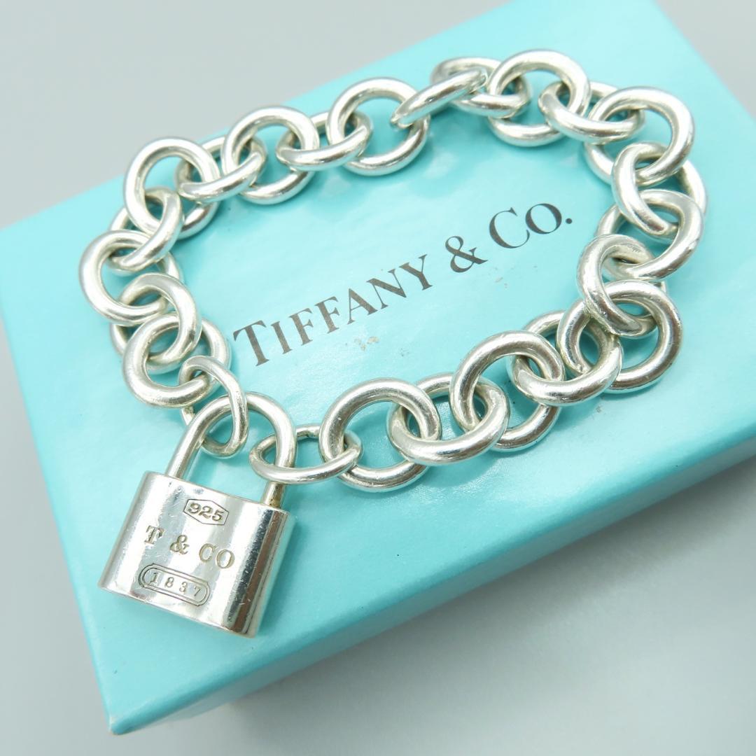 極希少 美品 Tiffany&Co. ティファニー カデナ シルバー ロック ブレスレット ドーナツ チェーン SV925 1837 カギ 南京錠 VV36