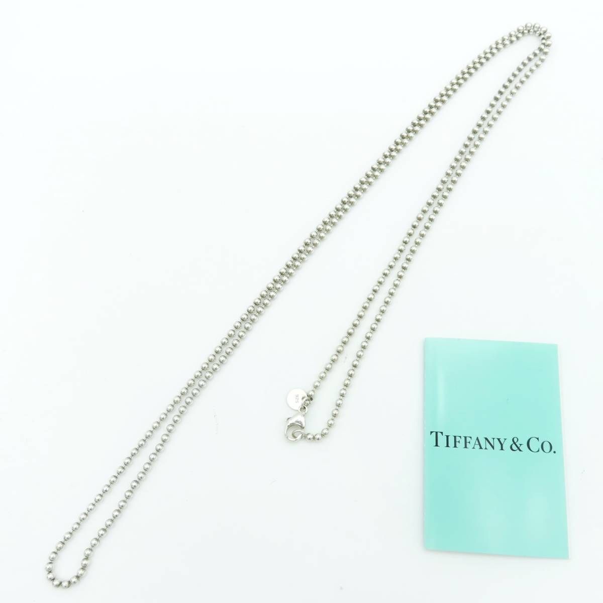 美品 Tiffany&Co. ティファニー ロング ボール チェーン シルバー ネックレス 86cm SV925 ビーズ WW96_画像1