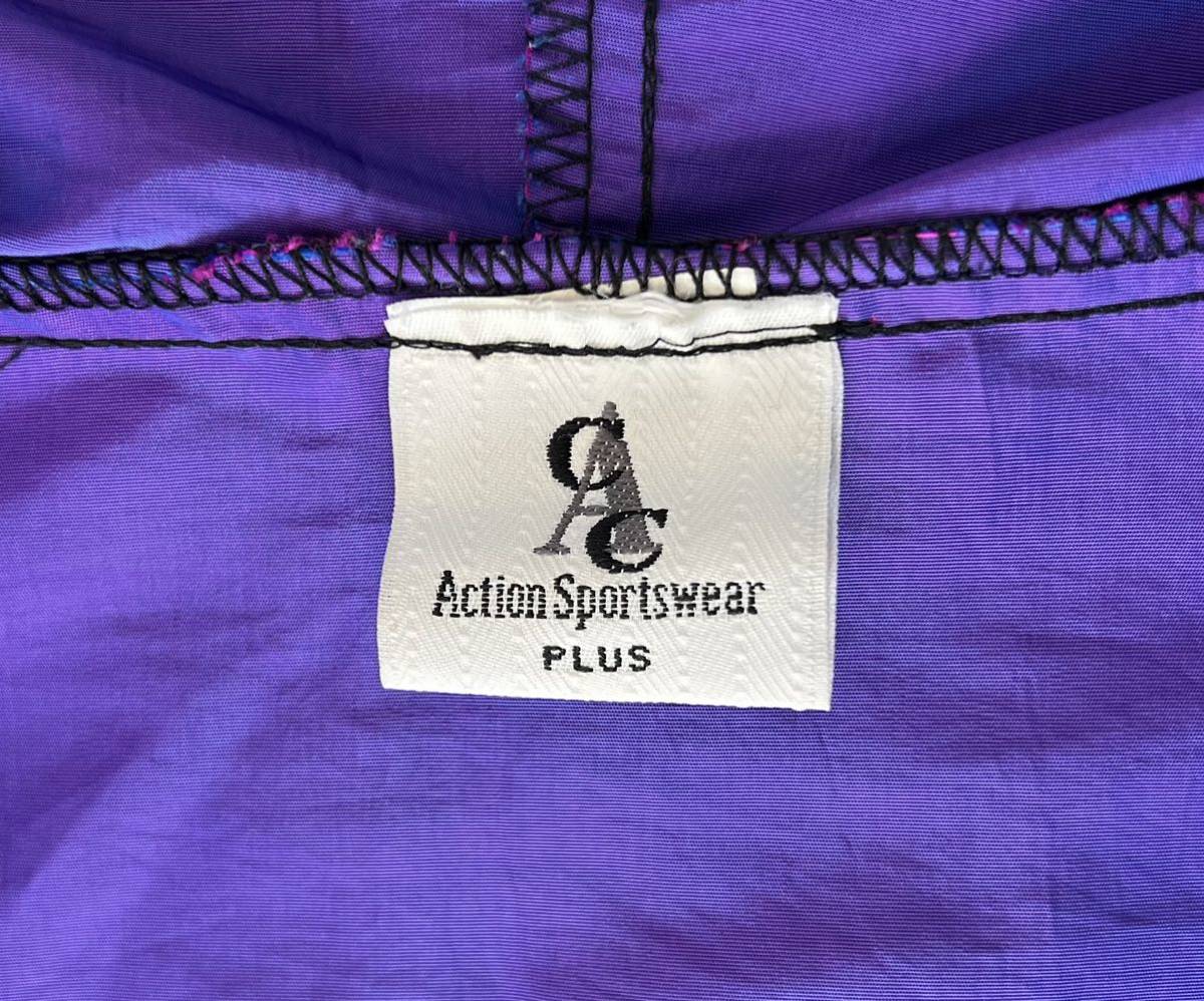  ultra rare rare beautiful goods Action sportswear 80s 90s vintage USA made oversize nylon f-teto Zip blouson 3XLsola-ro purple 