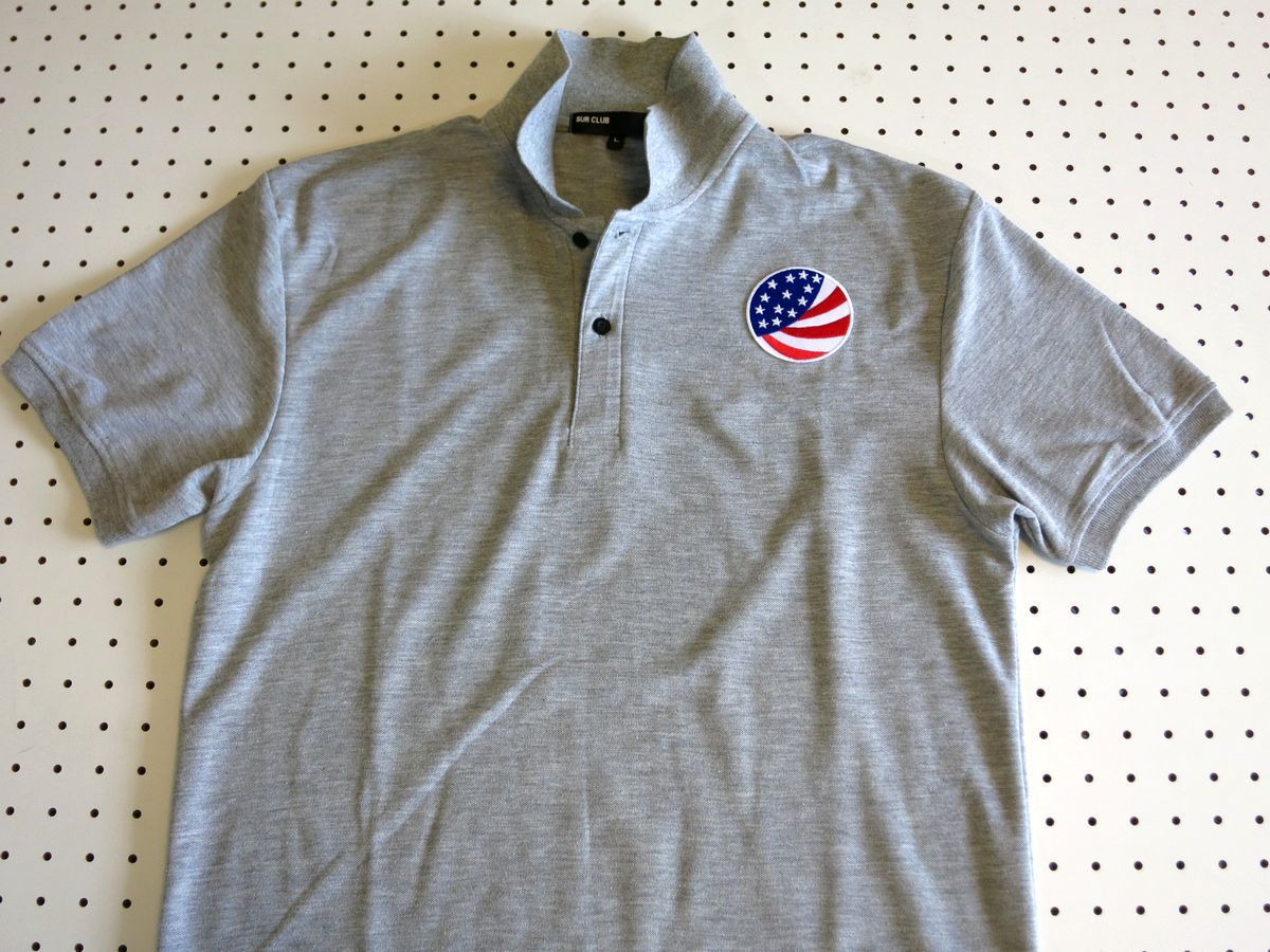  new goods America national flag design round badge polo-shirt with short sleeves / gray SMLXLXXLXXXL2XL3XL4XL5XLxxxxll2l3l4l5lUSANAVY star article flag large big size (9)