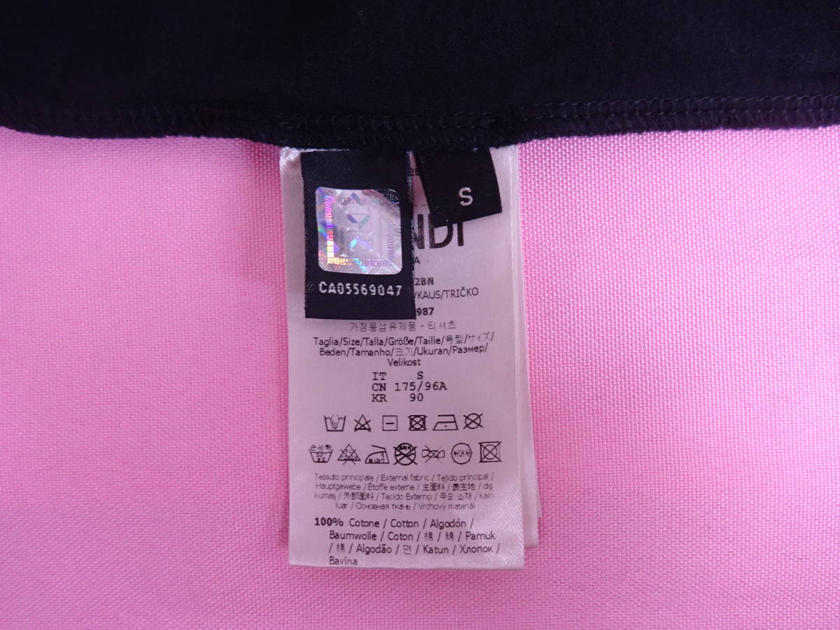 FENDI フェンディ ロゴアップリケ Tシャツカットソー ブラック ブラウン 定価 11万円 ほぼ新品 の画像7