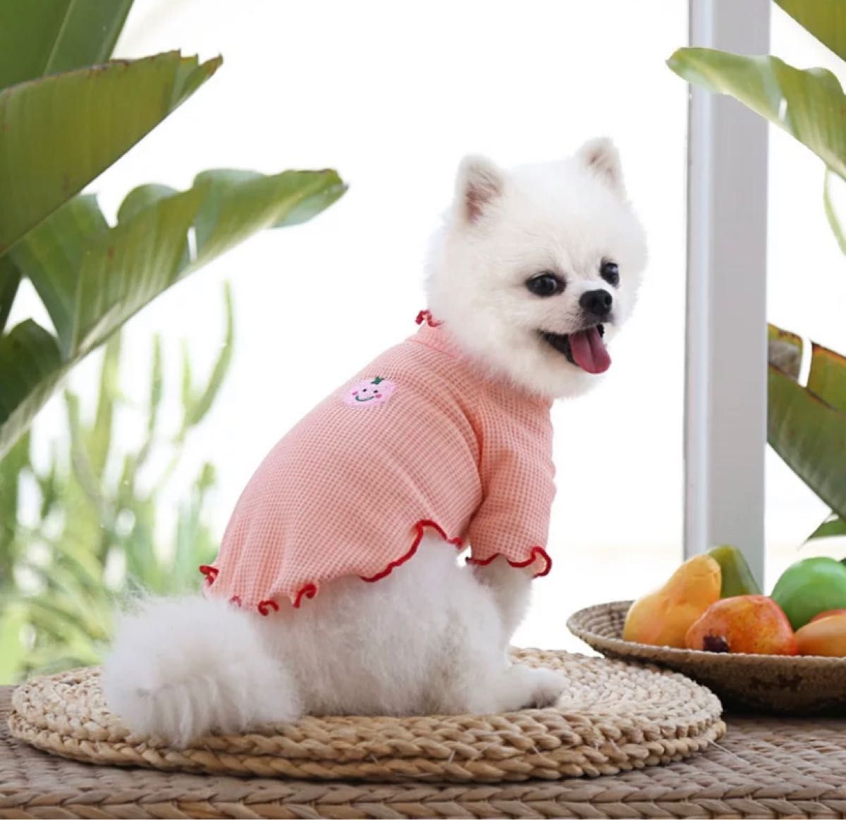 大人気　春夏　可愛いペット服　犬服 ドッグウェア 通気性いい　モモピンク  Sサイズ