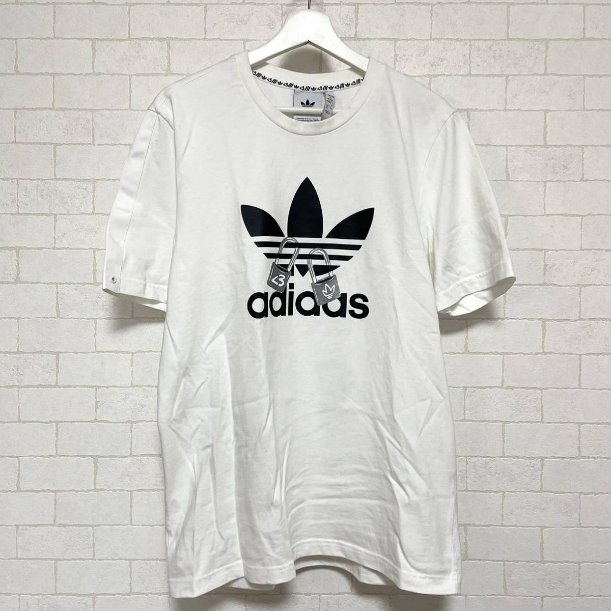 adidas ATMOS ヴァレンタイン デイ Tシャツ 21SS アディダス アトモス sizeO トレフォイル 鍵_画像2