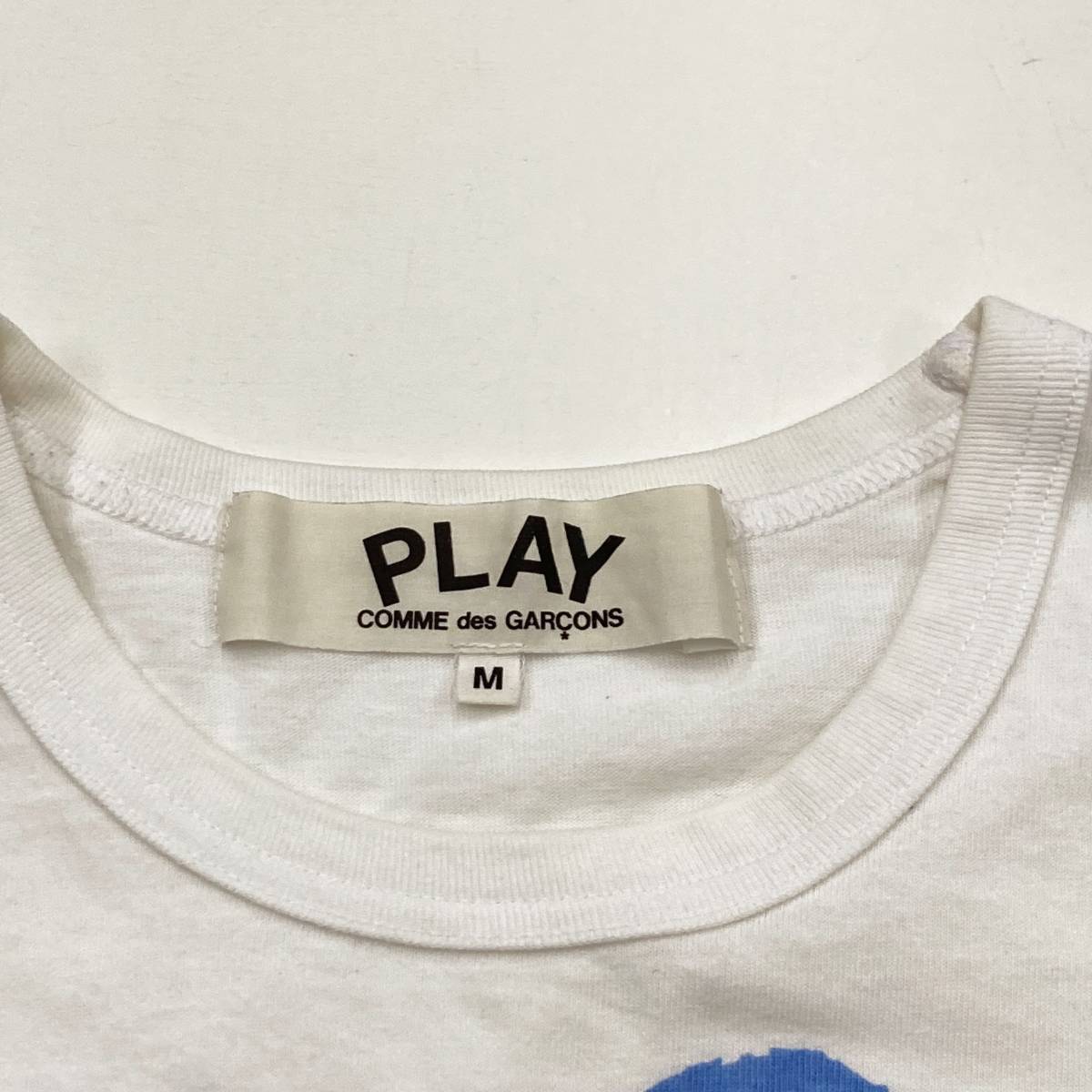 PLAY COMME des GARCONS 水色 ハート プリント ワッペン 半袖 Tシャツ ホワイト Mサイズ コムデギャルソン Tee カットソー archive 3010108_画像4