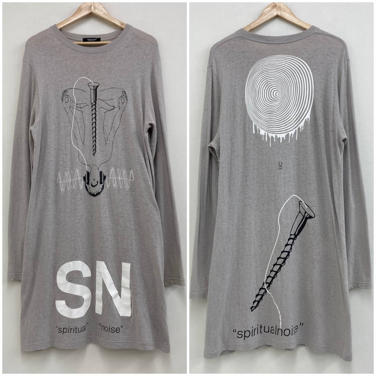 UNDERCOVER 18SS ロング丈 長袖 Tシャツ SN期 アンダーカバー SPIRITUAL NOISE期 ロンT ビッグシルエット ワンピース archive 3050003