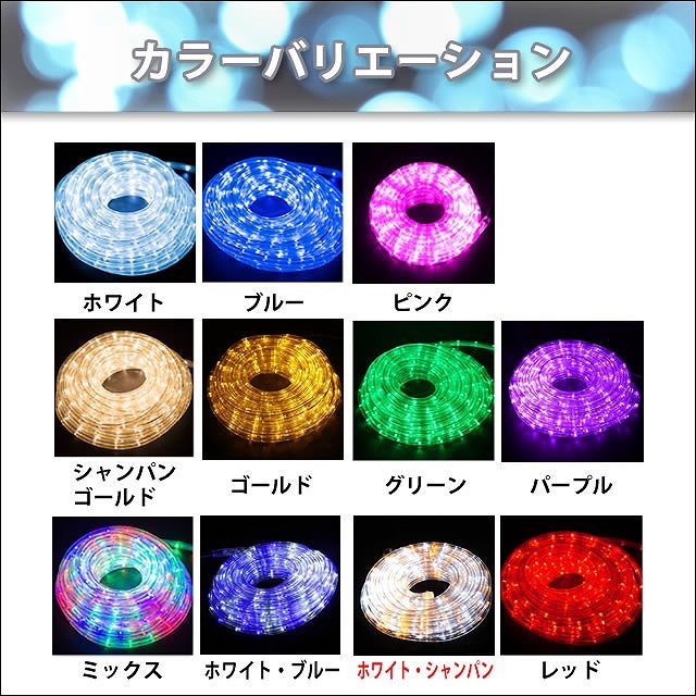  Christmas rainproof LED illumination 2 core round rope light 10m 2 color white * champagne 8 kind blinking A controller set 