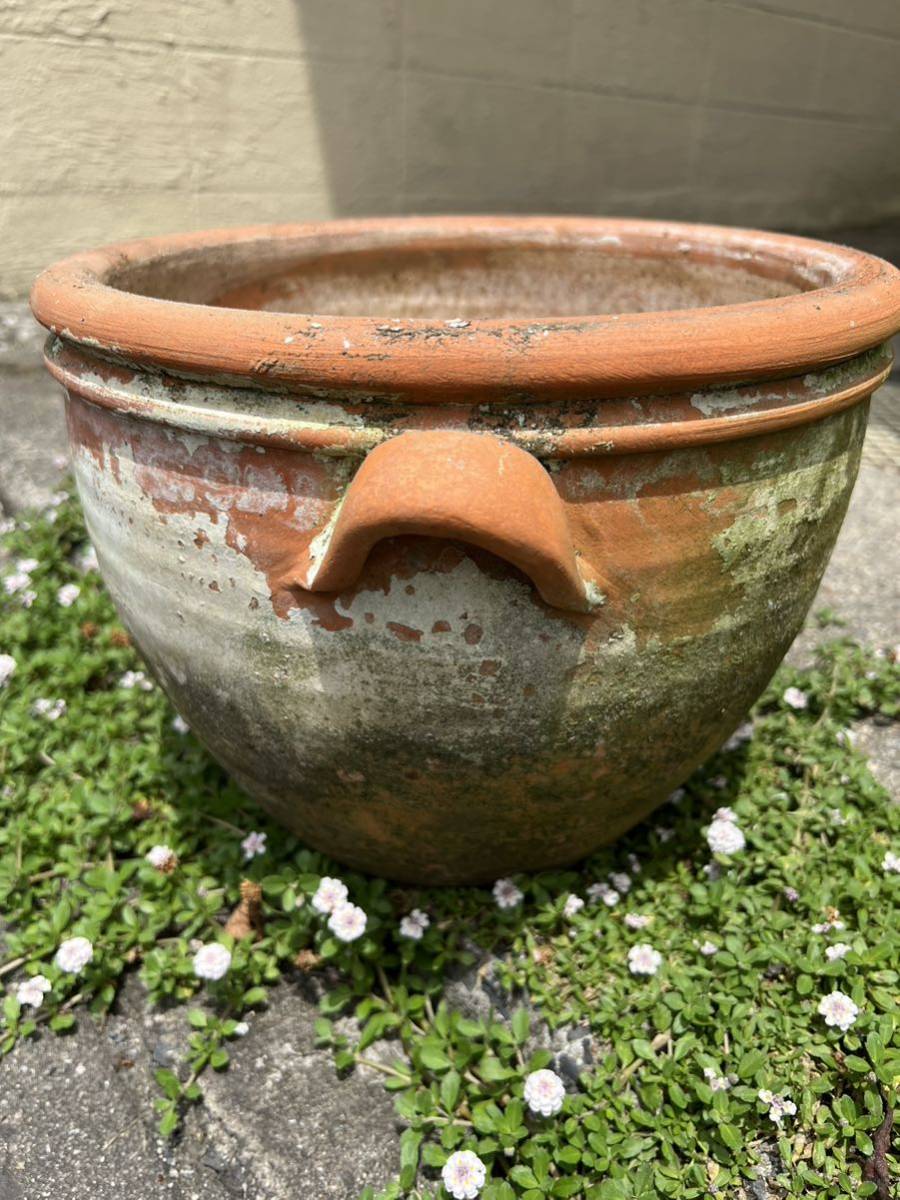 アンティーク テラコッタ植木鉢】丸型 素焼き 陶器 園芸 観葉植物