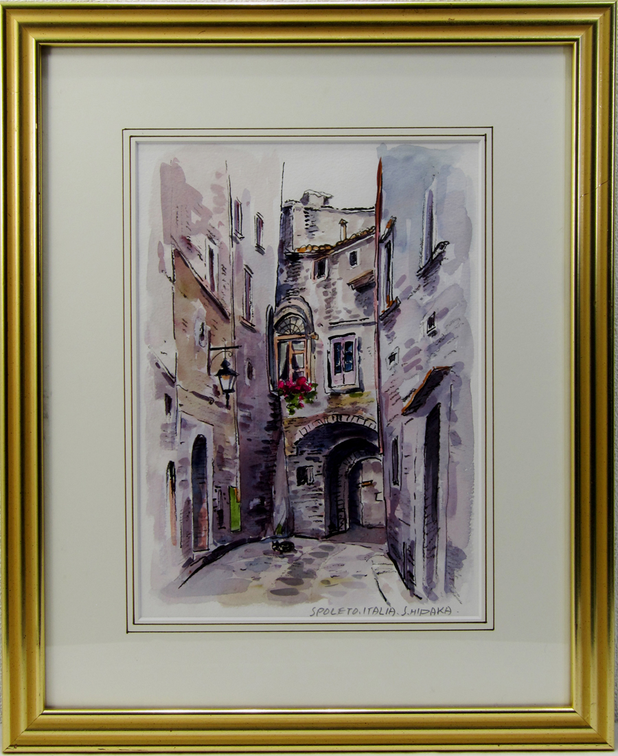  day height . two Italy. street watercolor painting genuine work guarantee F4 number 