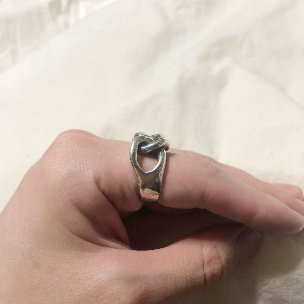 Vintage Silver Ring Chain Knot 925 sterling серебряный meki олень n ювелирные изделия 3 полосный цепь 15~16 номер MEXICO 925