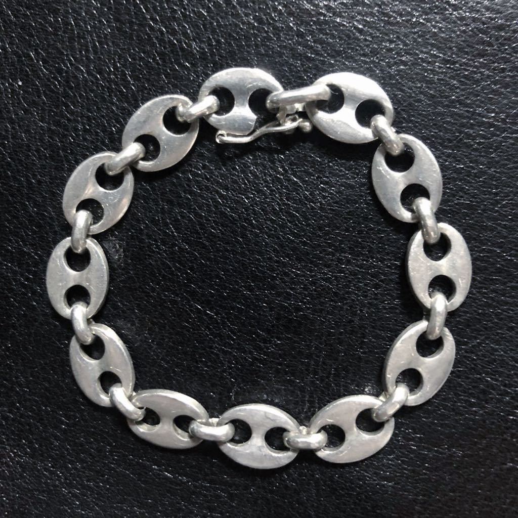 Vintage Pure Silver Anker Chain Bracelet シルバーブレスレット アンカーブレスレット 純銀 シルバー1000 925 チェーンブレスレット