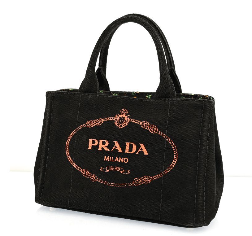 新しく着き 美品 ブラック PRADA G1022CJ409 バッグ カナパ プラダ