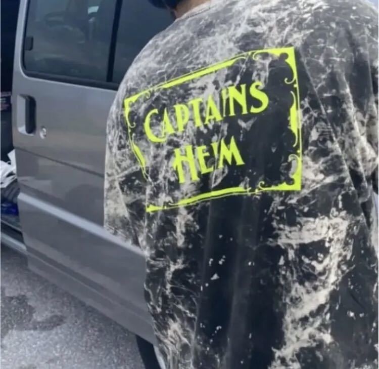 美品 CAPTAINS HELM DARK OCEAN LOGO TEE NEON YELLOW サイズL