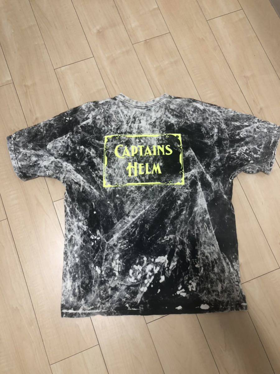 美品 CAPTAINS HELM DARK OCEAN LOGO TEE NEON YELLOW サイズL