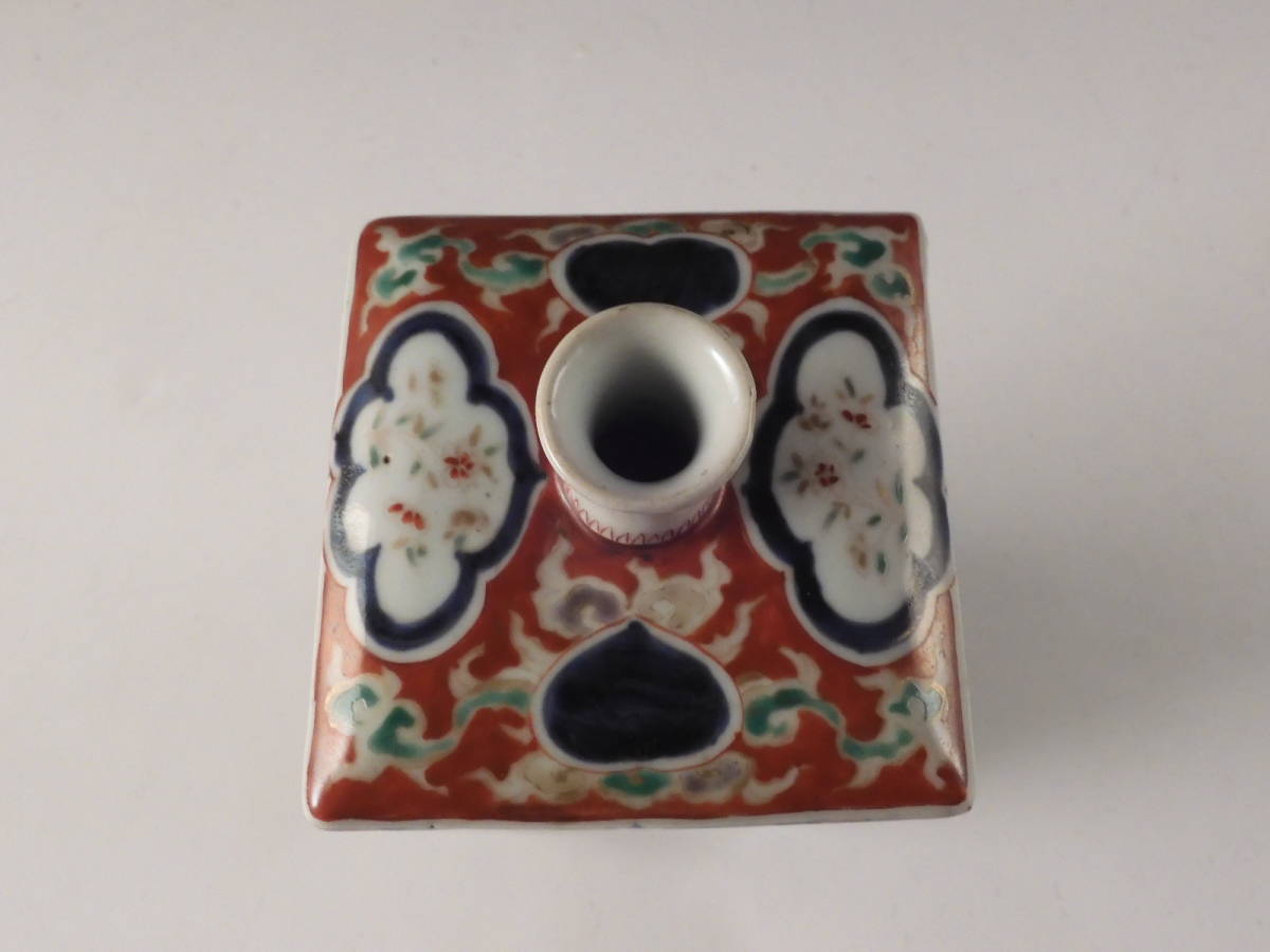 ☆栄☆古伊万里 色絵 花草文 角瓶 徳利 花入 23.5cm 無傷 ☆栄☆古伊万里 色絵 花草文 角瓶 徳利 花入 23.5cm 無傷