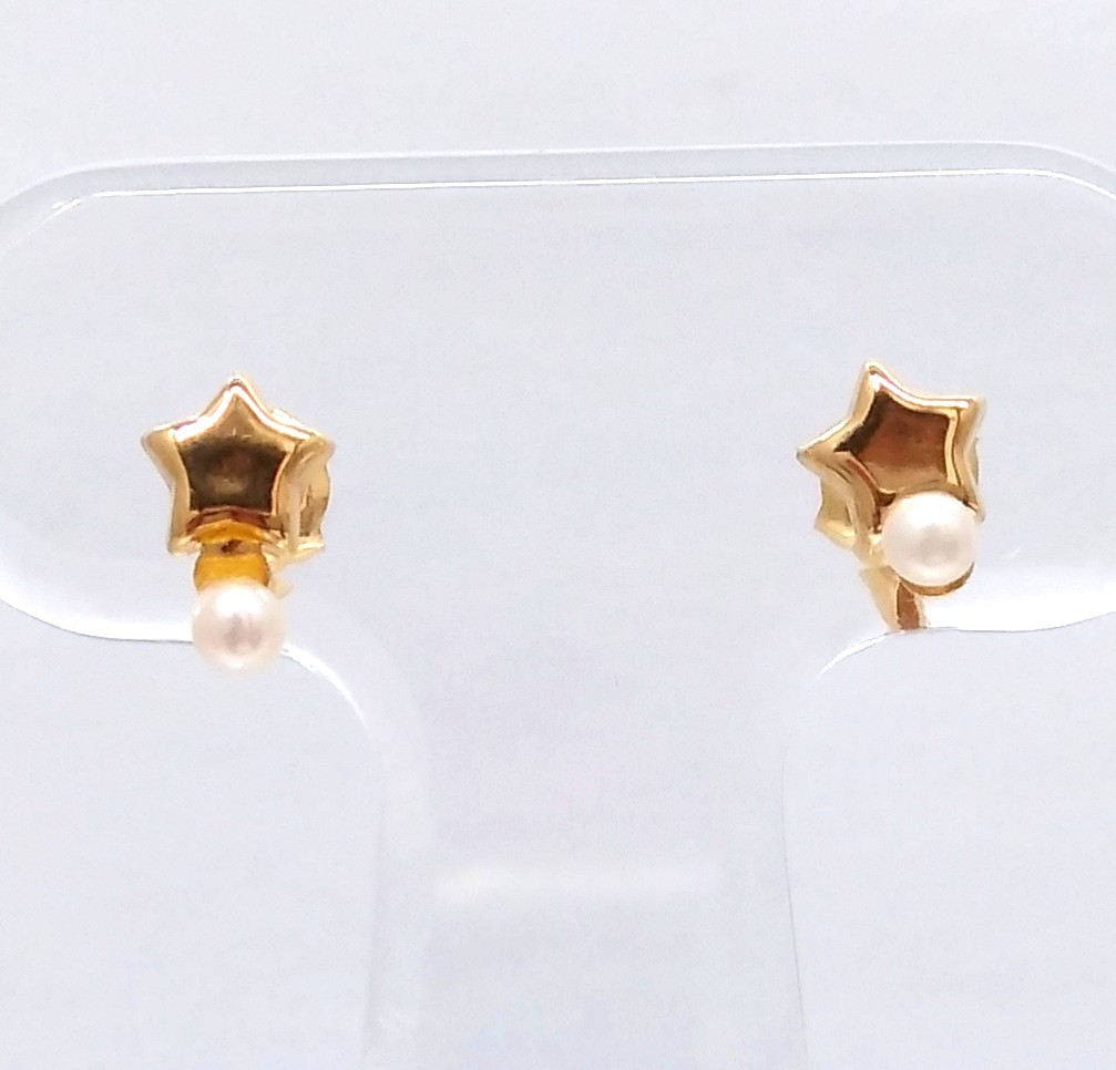 K18 パール系 星モチーフ ピアス 約0.4g