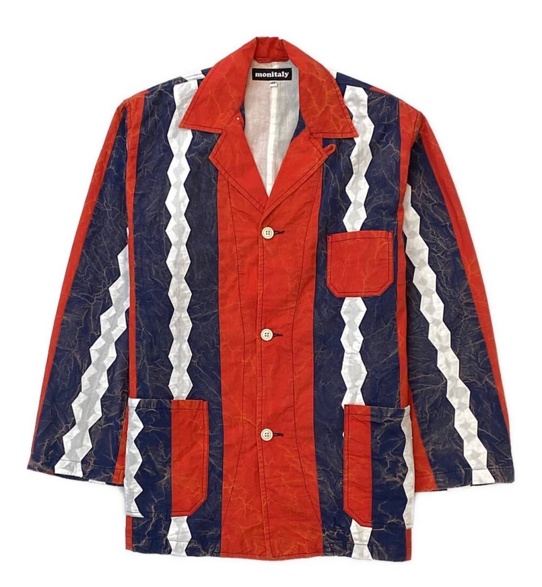 MONITALY italian jail jacket イタリアン ジェイルジャケット サイズ40 レッド ネイビーホワイト モニタリー 店舗受取可