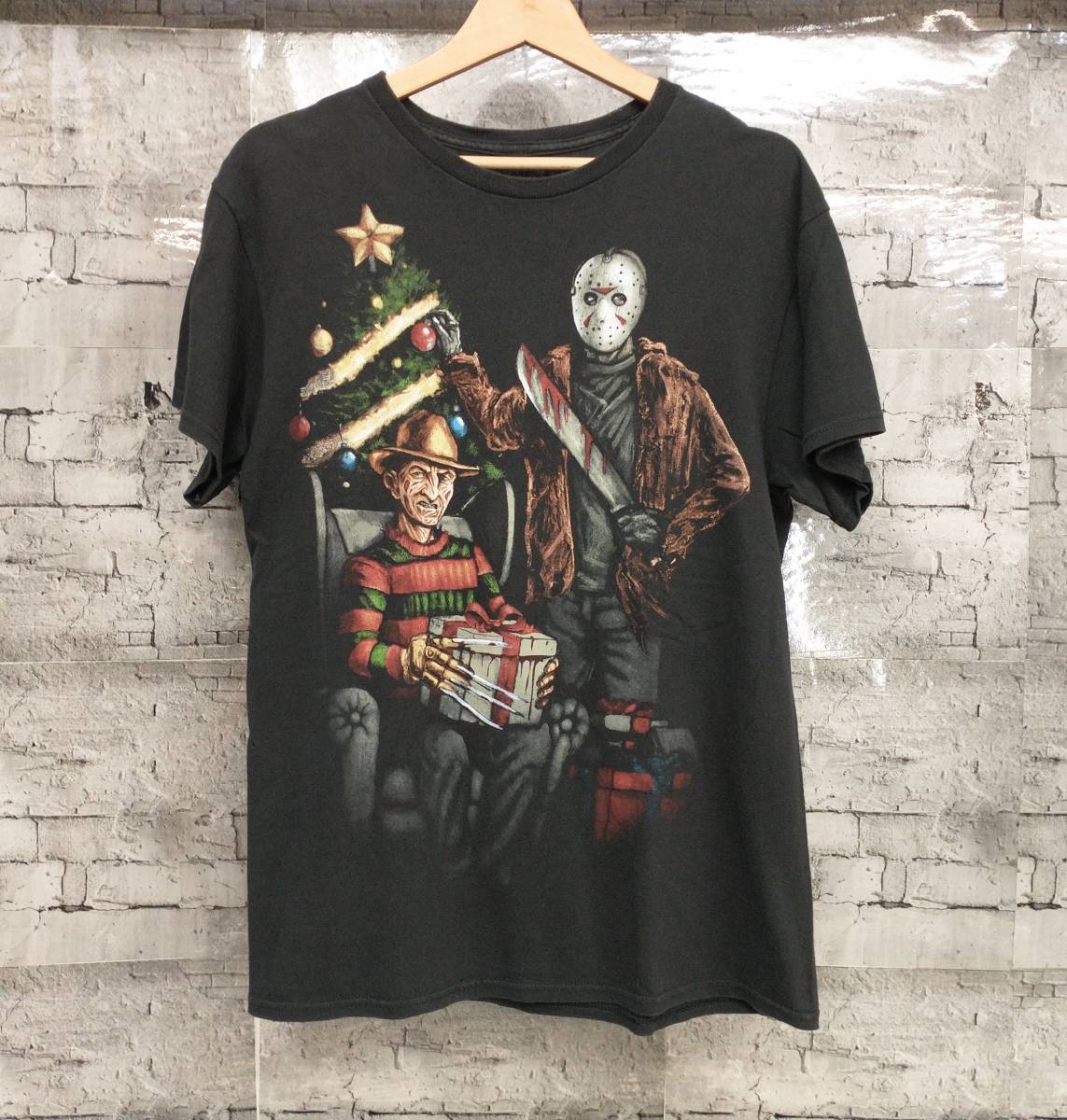 A Nightmare on Elm Street エルム街の悪夢 フレディVSジェイソン 半袖Tシャツ 古着 サイズM ブラック 店舗受取可