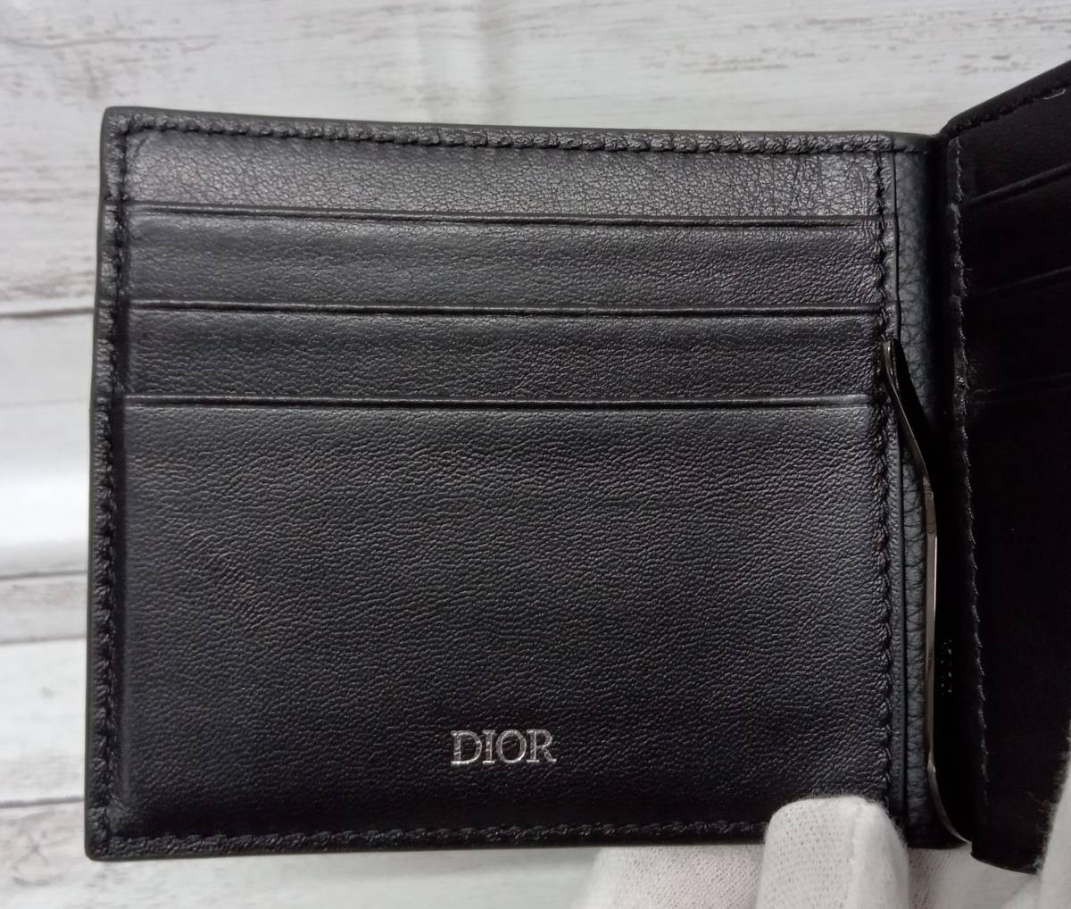 Dior HOMME ディオールオム／CDアイコン マネークリップ／10-BO-0213/ ブラックレザー　 財布　保存箱付 店舗受取可_画像7