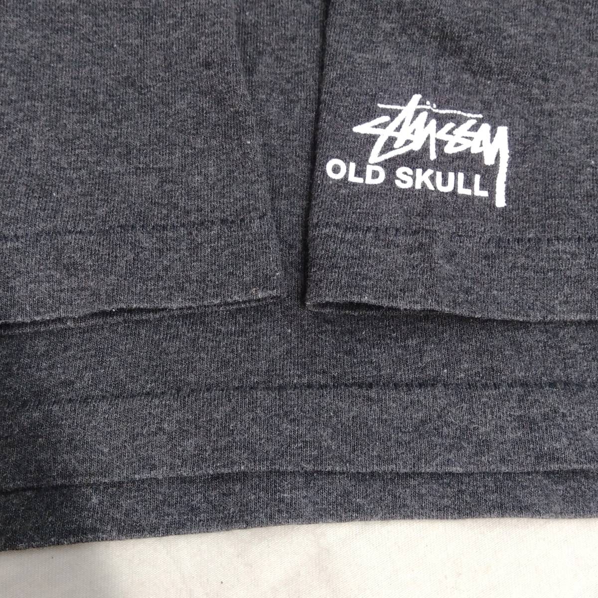 [90s] STUSSY OLD SKULL ステューシー オールドスカル メンズ 半袖Tシャツ グレー M プリント ヴィンテージ 古着 店舗受取可_画像7