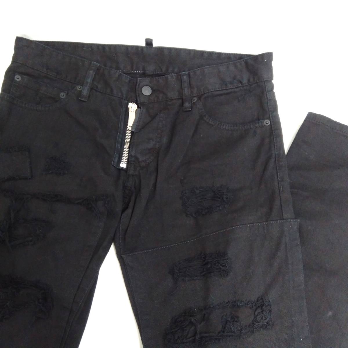 人気絶頂 メンズ スリムジーンズ ディースクエアード Jeans Slim DSQUARED2 黒 店舗受取可 ダメージ加工 17AW S47925 S71LB0352 48 ブラック ジーンズ