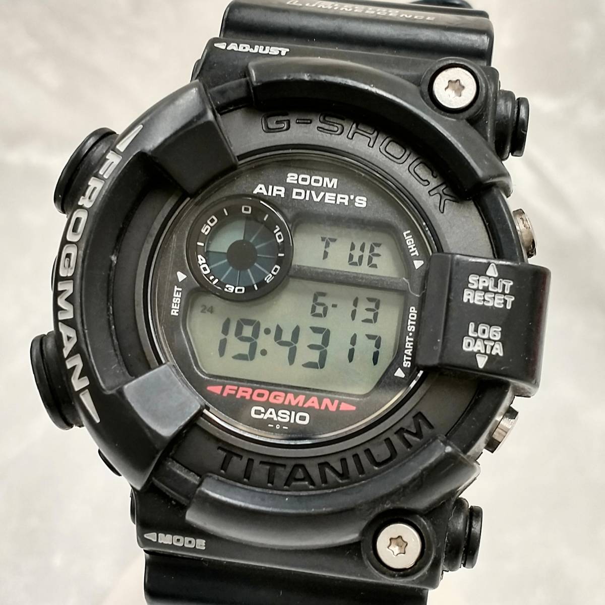 CASIO カシオ G‐SHOCK ジーショック DW-8200Z-1T フロッグマン 箱付 ダイバーズ チタン 電池式 クォーツ メンズ ブラック チタン 時計_画像1