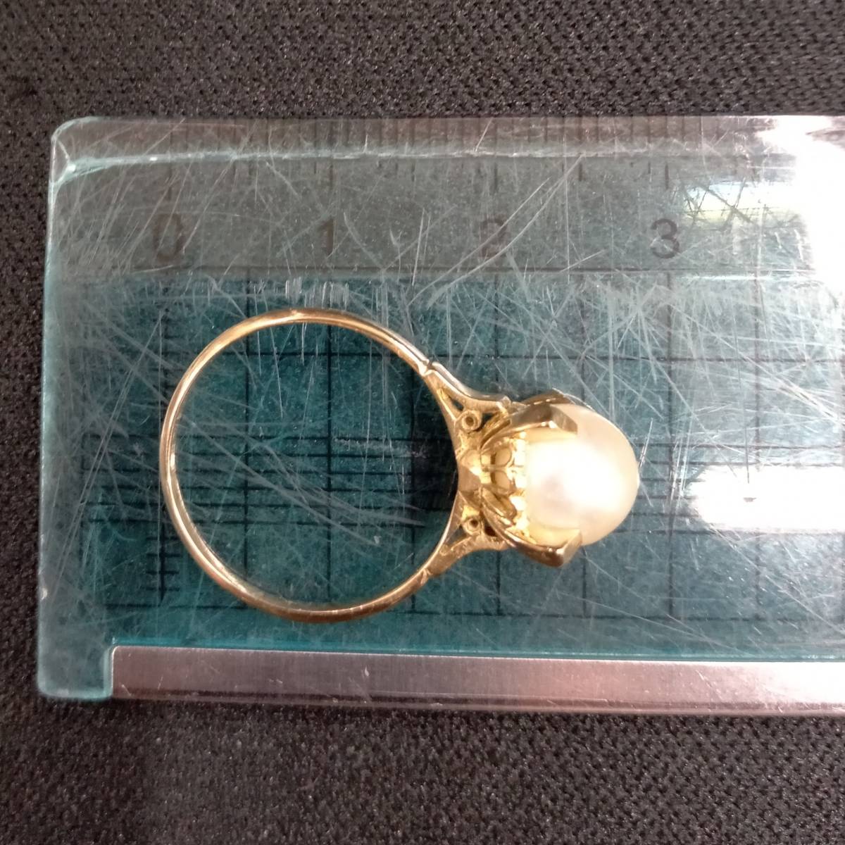 K18 18金 イエローゴールド 11号 2.4g レディースリング 指輪 ジュエリー 真珠風 店舗受取可_画像8