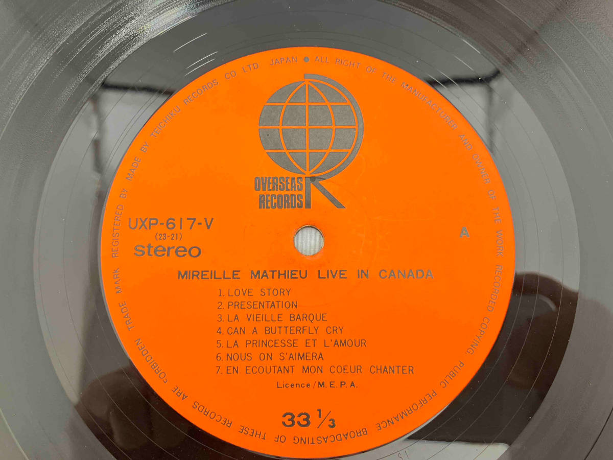 レコード　ミレイユ・マチュー　MIREILLE MATHIEU イン・カナダ　IN CANADA_画像4